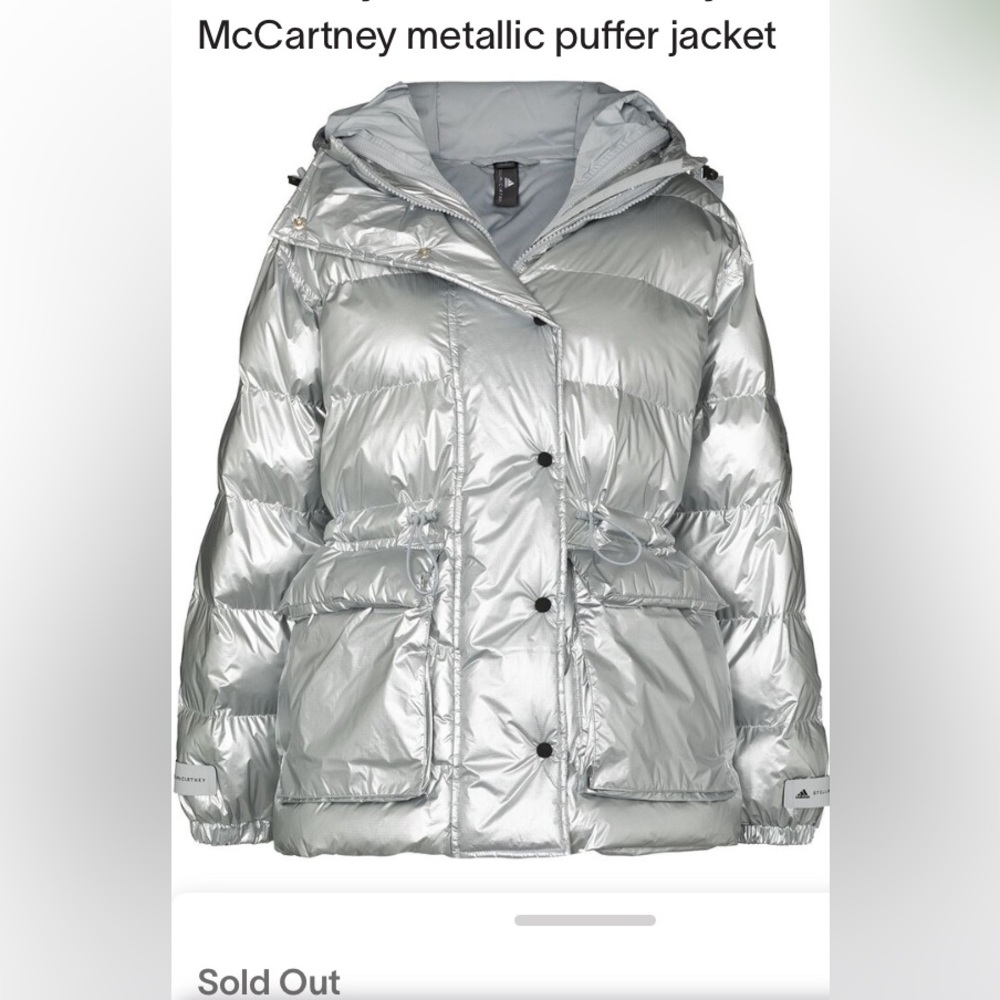 Adidas by Stella McCartney puffer silver jacket! Hoodie! Inside Vest EUC Size S - Picture 9 of 17